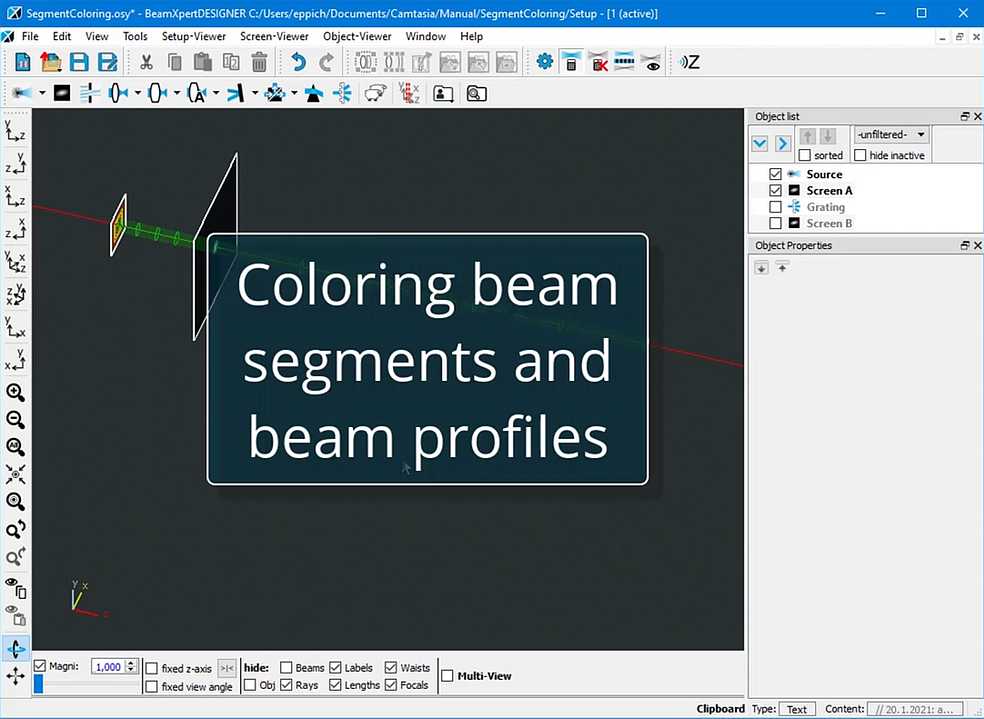 BeamXpertDESIGNER - Coloring beam segments and beam profiles
