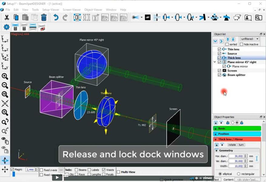 To move the dock windows of BeamXpertDESIGNER for improved usability